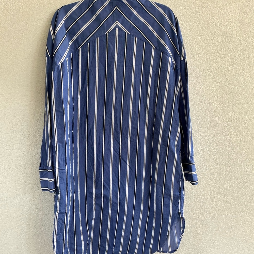 Rag and bone blue white, black striped shirt, dress long sleeve size medium - Picture 4 of 9